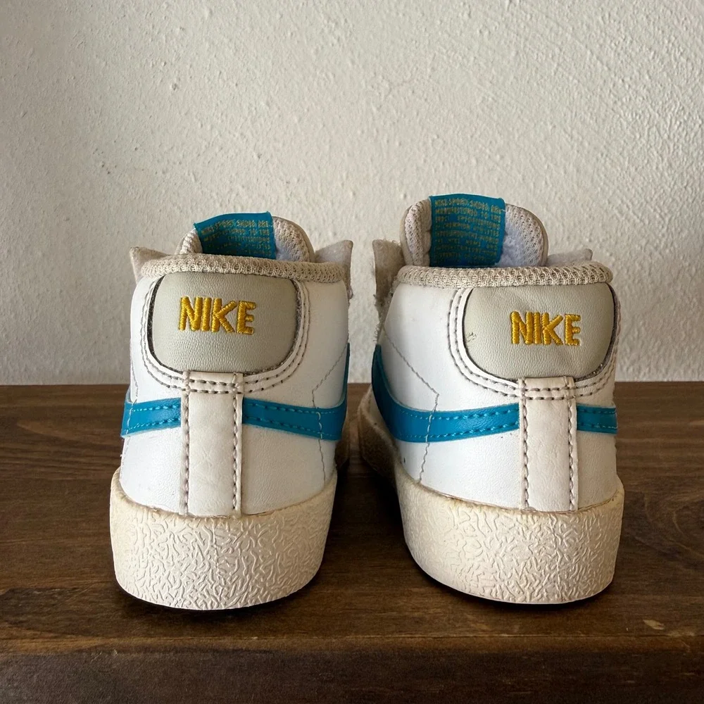 Nike Blazer Mid '77 TD Toddler Sneakers Size 4C White Blue Yellow DA4088-107